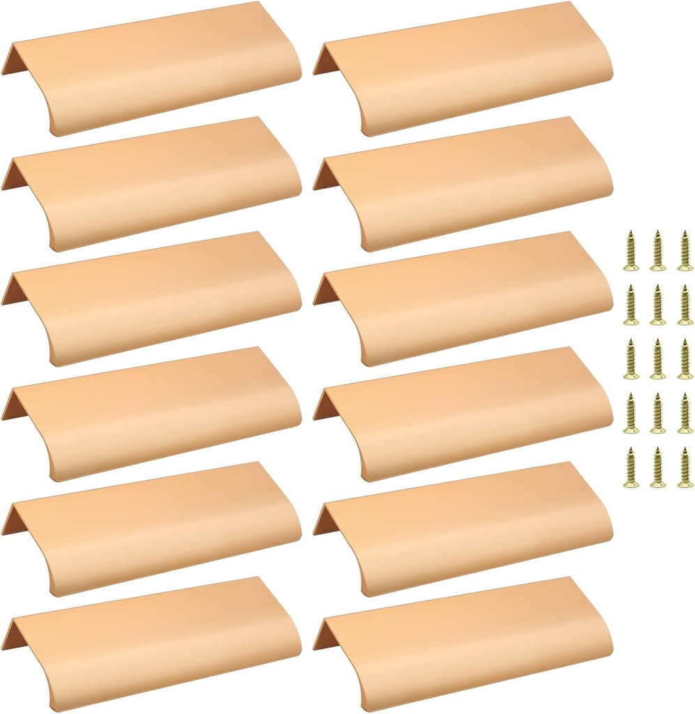 12Pcs Gold Aluminum Hidden Handle Concealed Tab Pulls 150mm for Home Kitchen Living Room Cabinet