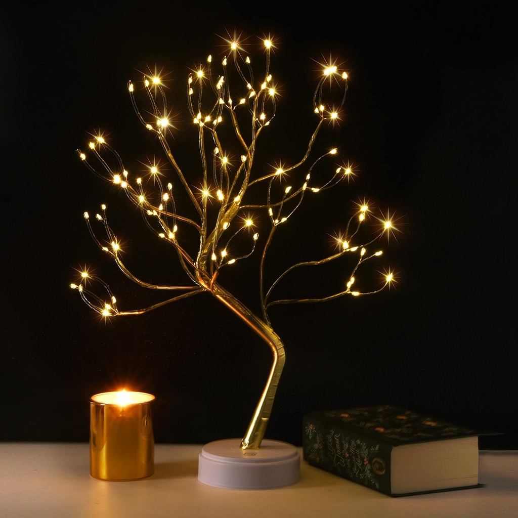 Twinkling Tree Fairy Light Spirit Tree Lamp - Aesthetic Night Light with Gold Branches (108 LED)