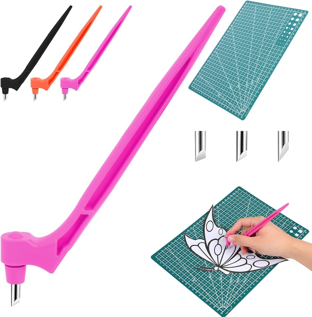 360-Degree Rotating Blade Cutting Tool with Multiple Head Angles (Pink) - Perfect for Crafting