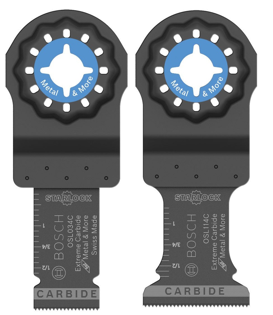 BOSCH OSL002C 2-Piece Mixed Set Starlock Oscillating Multi Tool Blades for Cutting Iron, Metal, Wood, Nails, Drywall, Tile - Carbide Extreme Plunge Cut Blades