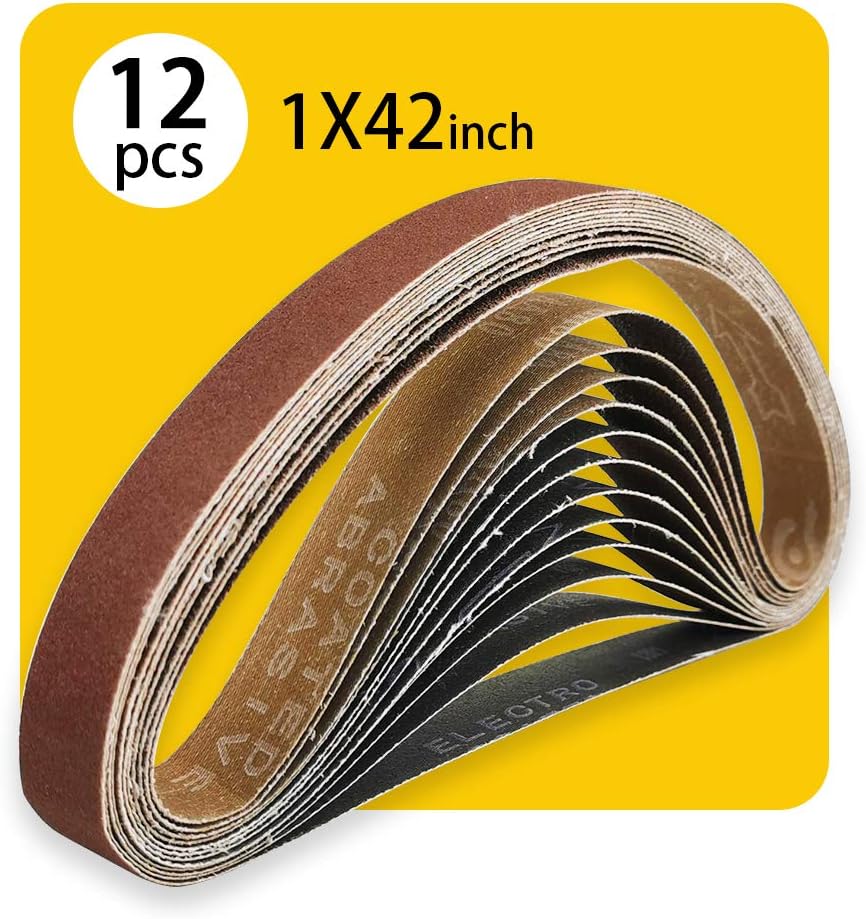 12 Pack TPmax 1 x 42 Inch 150 Grit Sanding Belt with Premium Aluminum Oxide Sandpaper