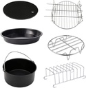 6-Piece Air Fryer Oven Tools Set with 6-Inch Cake Blue Pizza Tray - Non-Stick Baking Supplies