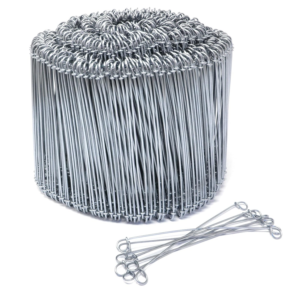American Wire Tie 16-Gauge Double-Loop Rebar Wire Ties - 6" Length, Galvanized Steel, 1000 Pack