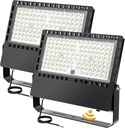 2-Pack of SOLLA 300W Outdoor LED Stadium Flood Lights with Dusk to Dawn Photocell - Super Bright 5000K Daylight, 45,000 LM, 120-277V, IP67 Waterproof, 7-Year Warranty - Ideal for Backyards and Basketball Courts.