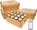 Set of 4 Cardboard Canning Jar Storage Boxes with Dividers for 32 Oz Jars - Bundle of 12 Stackable Gar Boxes for Regular or Wide Mouth Mason Jars