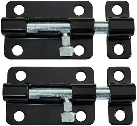 Pack of 2 QCAA 3" Steel Black Coated Sliding Barrel Bolts, Made in Taiwan