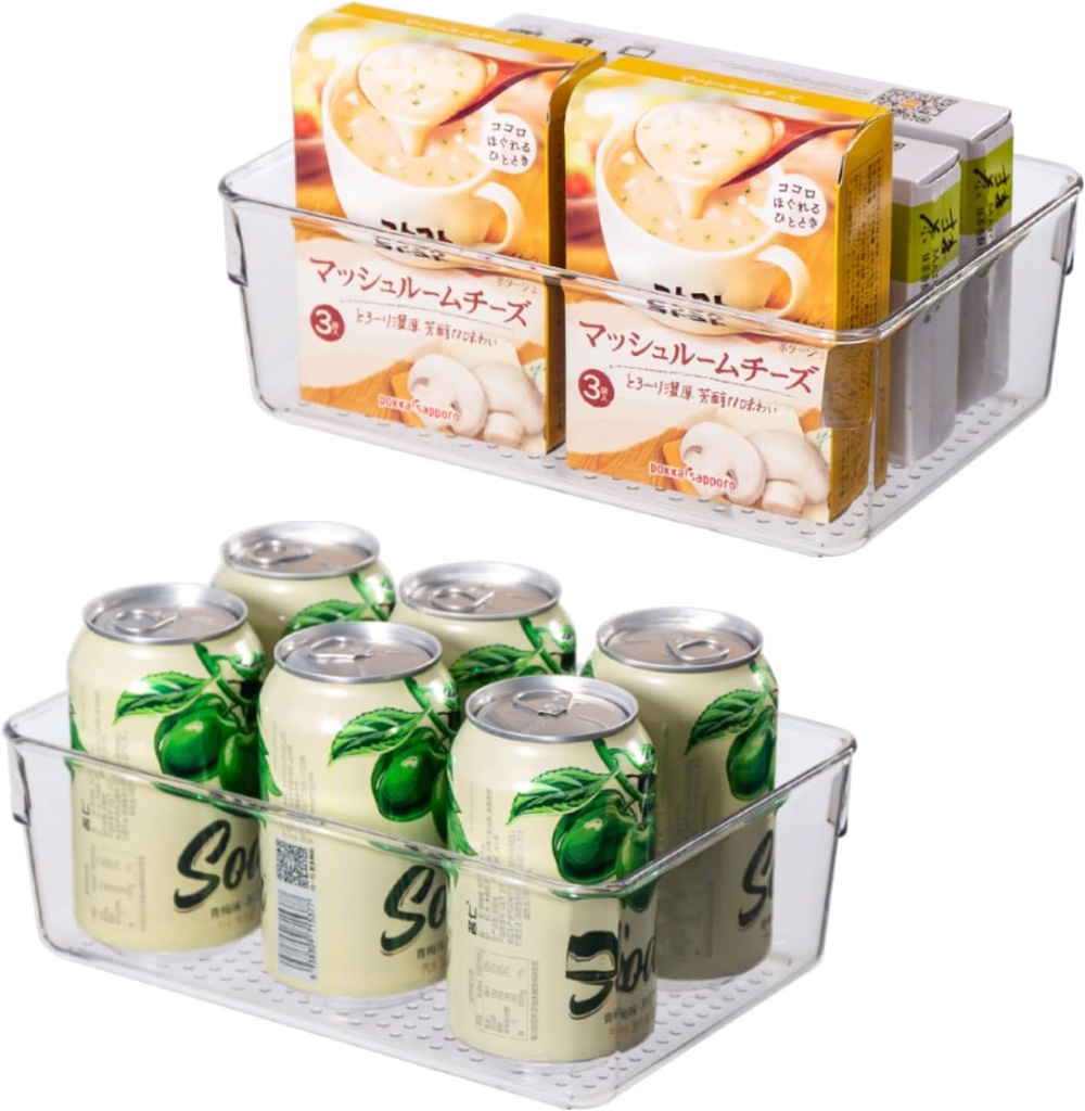 Ettori Clear Plastic Refrigerator Organizer for Small Cans - 2 Pack
