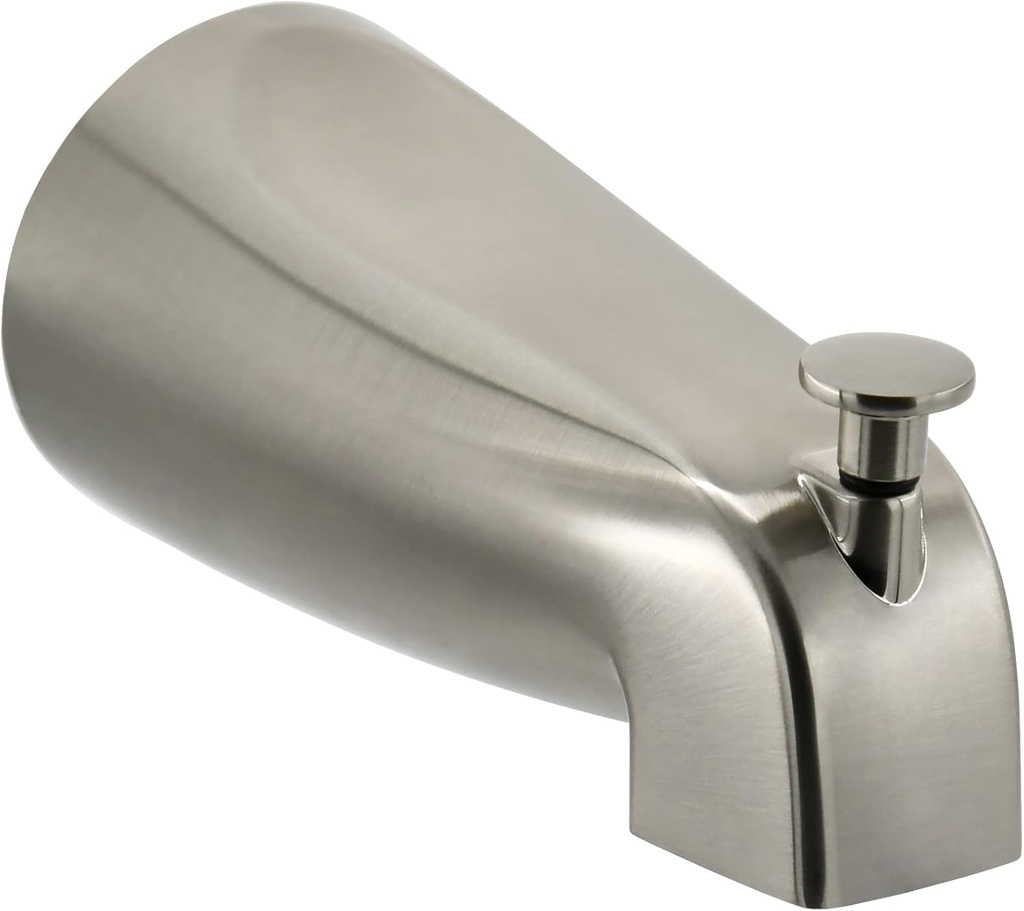 Brushed Nickel Tearel Slip Fit Tub Spout with Pull-Up Diverter - Fits 1/2 inch Copper Tube