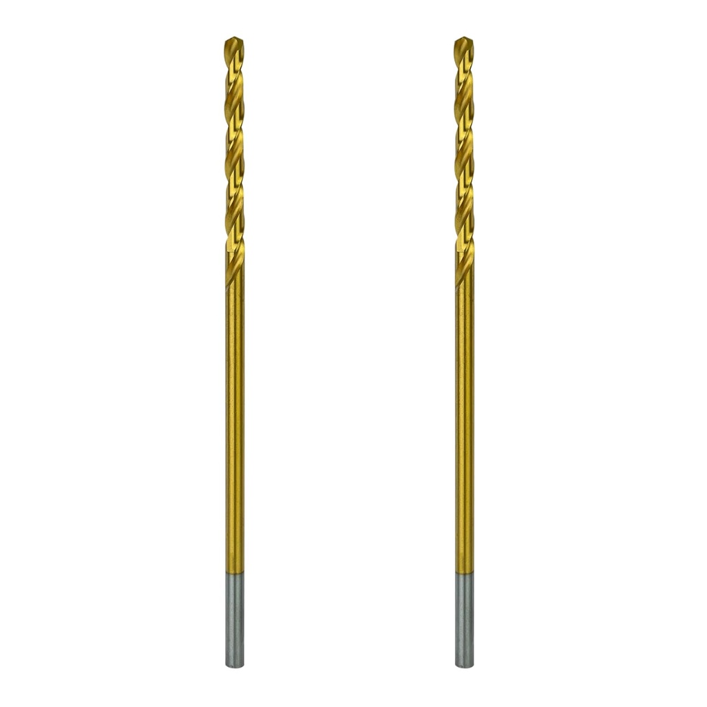 2 Pack 3/16 Inch x 6 Inch Cobalt Aircraft Extension Drill Bits with Titanium Coating for Steel, Metal, Wood, Plastic