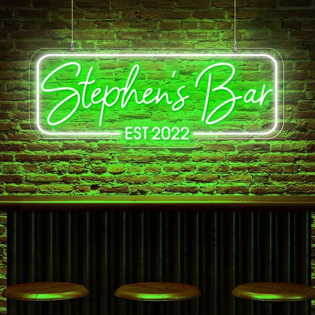Custom Neon Bar Signs - Personalized Light Up Sign for Home Bars - Customizable LED Bar Decor for Walls - EST Signs for Bars