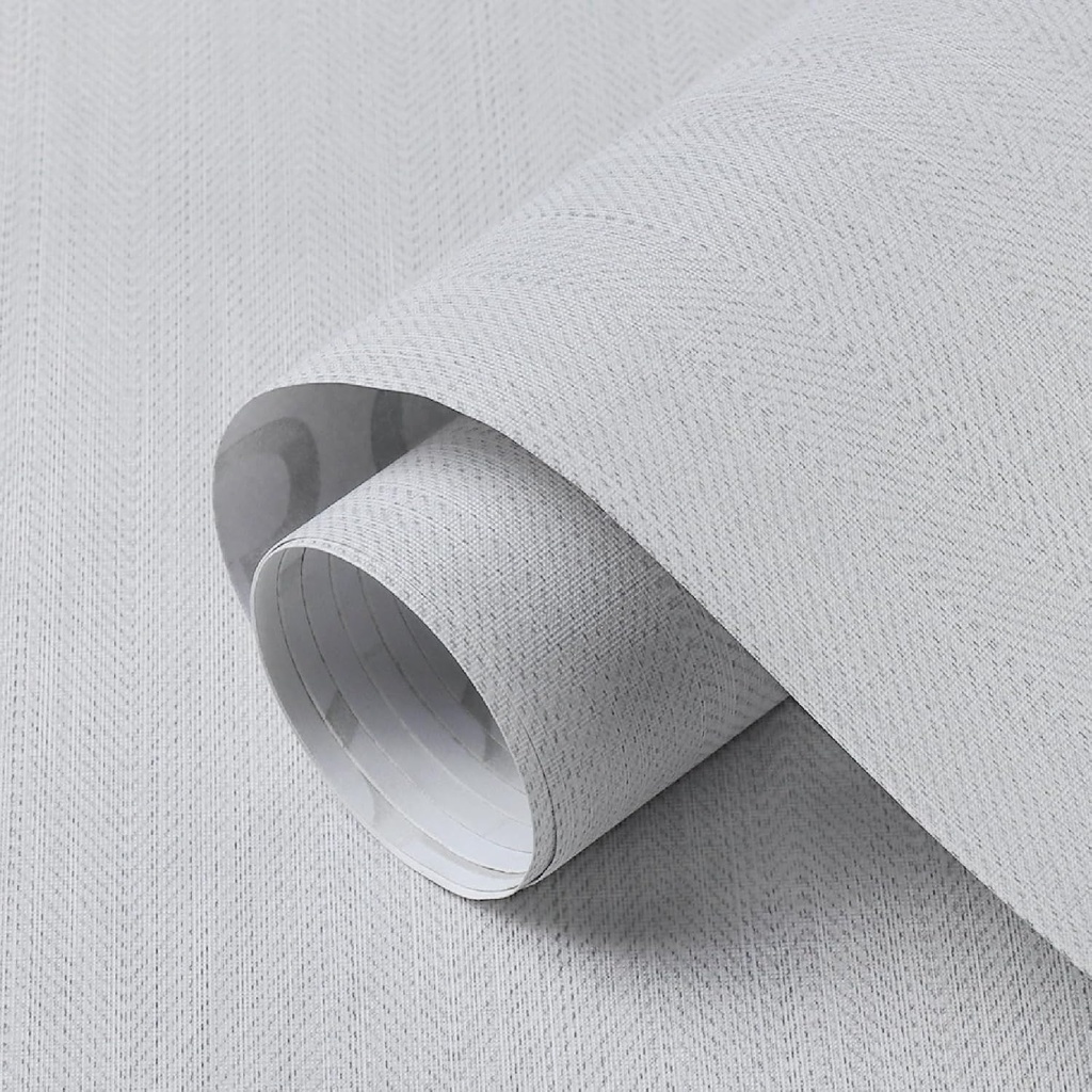 Gray Herringbone Peel and Stick Wallpaper - 15.7”x78.7” Removable Contact Paper for Cabinets - Self-Adhesive Vinyl Roll - Fiula Pattern