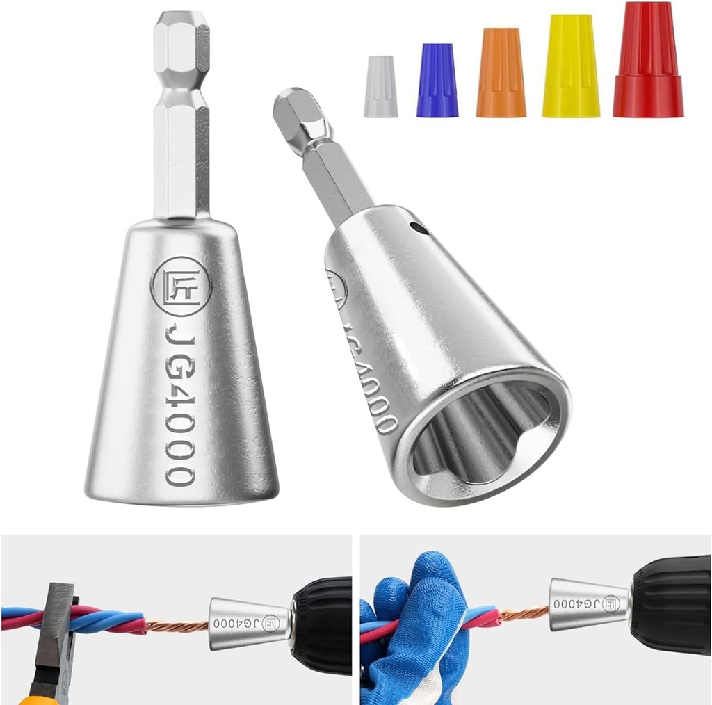 Silver Shenatta Wire Twister Tool Set for Electricians Power Drill - Cable Wire Twisting Tool for 9-22 AWG Wires