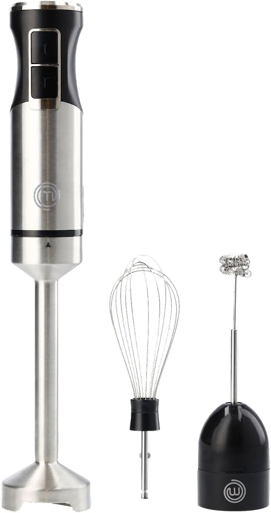 Stainless Steel Handheld Immersion Blender with Whisk & Frother Attachments - 400W