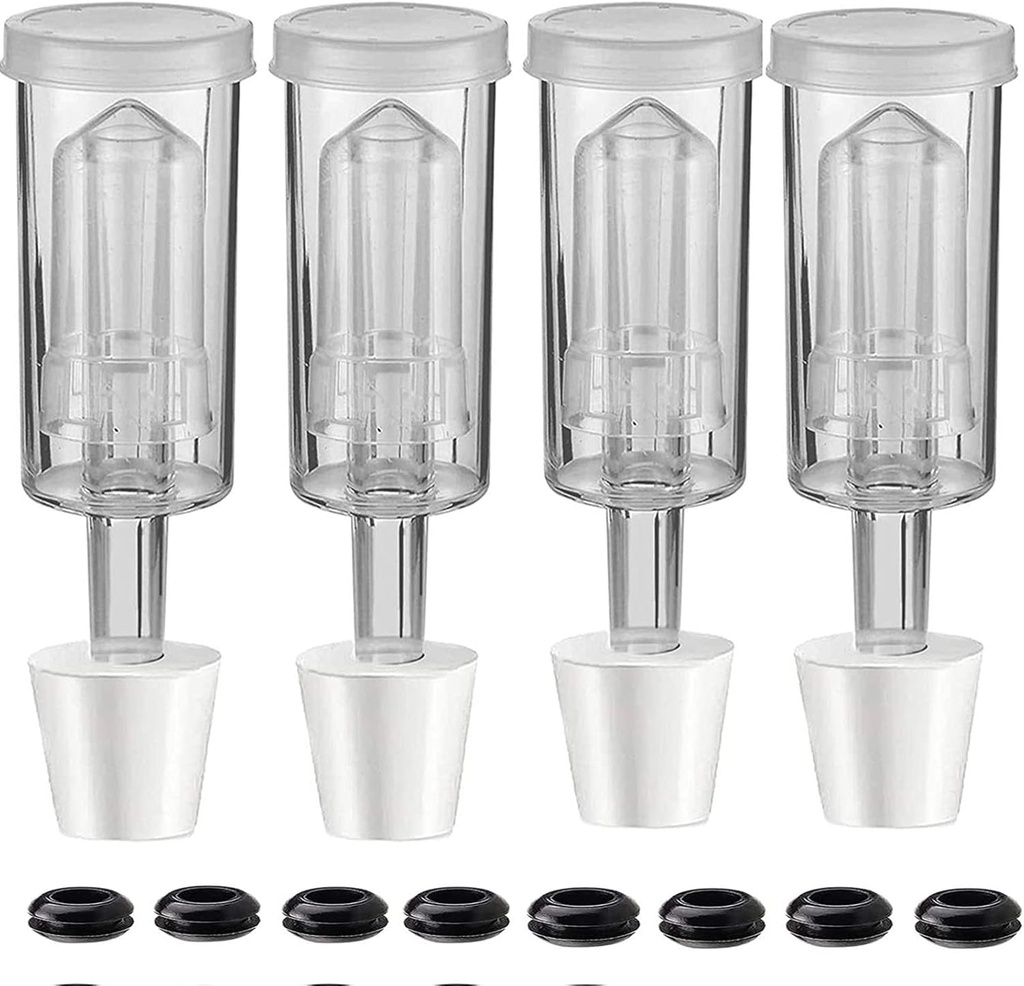3-Piece Airlock 4 Pack with Stopper and Grommets - Fermentation Kit for Beer, Wine, Kombucha - FDA Transparency Upgraded