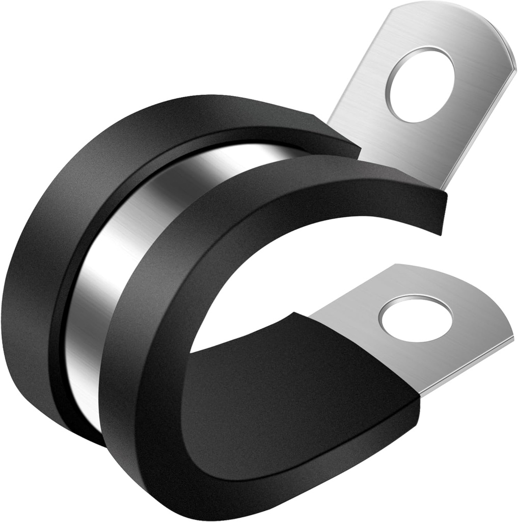 15 Pack Stainless Steel Pipe Clips for 1-1/4 Inch Cable, Rubber Wiring Clamp for Tube Holder Installation
