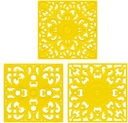 Yellow Silicone Trivets Mats Set of 3, Square Hot Pads for Kitchen, Heat Resistant Pot Holder for Counters & Tabletops