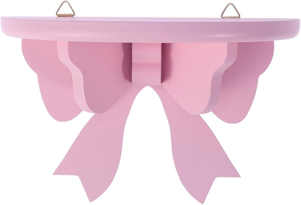 Nordic Style Pink Butterfly Semicircle Wall Mounted Wooden Floating Shelf for Bathroom, Bedroom, Kitchen, Living Room - Decorative Storage Shelves