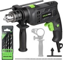 GALAX PRO 4.5Amp Corded Hammer Drill with 5pcs Bit, 2-in-1 Hammer and Drill, 12 Variable Speeds, 1/2 Inch Keyed Chuck, 360° Handle Rotation