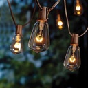 10ft Outdoor Patio String Lights with 11 Edison Bulbs - Perfect for Garden, Backyard, Porch, Bistro, Party, Deck, Umbrella - Brown Color with 1 Spare Bulb