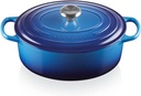 Le Creuset 29 cm Oval Casserole Dish with Lid, 4.7L, Azure Blue - Enamelled Cast Iron Pot
