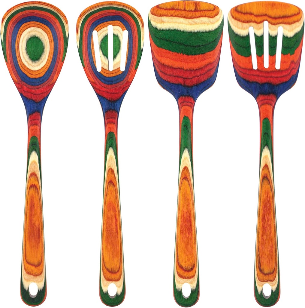 Baltique Marrakesh Collection Bamboo Cooking Utensils - Set of 4, Nonstick Safe