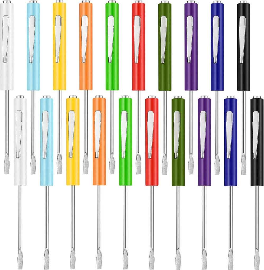 20-Piece Mini Pocket Screwdriver Set with Magnetic Slotted Screw Driver Clips for Electricians & Technicians