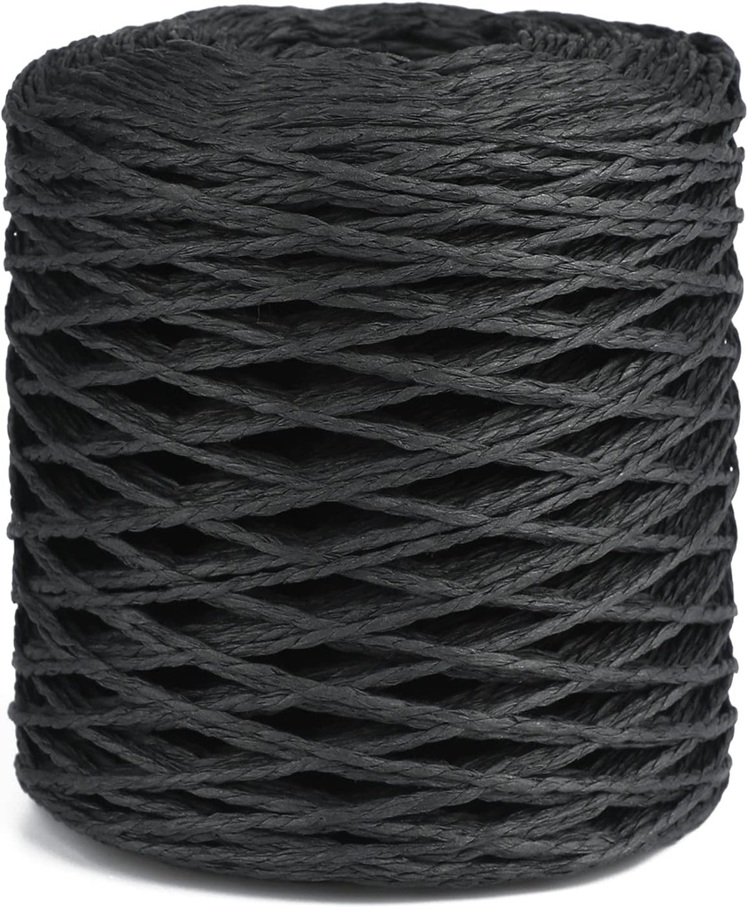 Black Raffia Paper Ribbon, 2MM 656 Ft - Ideal for Crafts, Gift Wrapping, Crocheting, DIY Arts and Crafts - Halloween, Christmas Party Favors