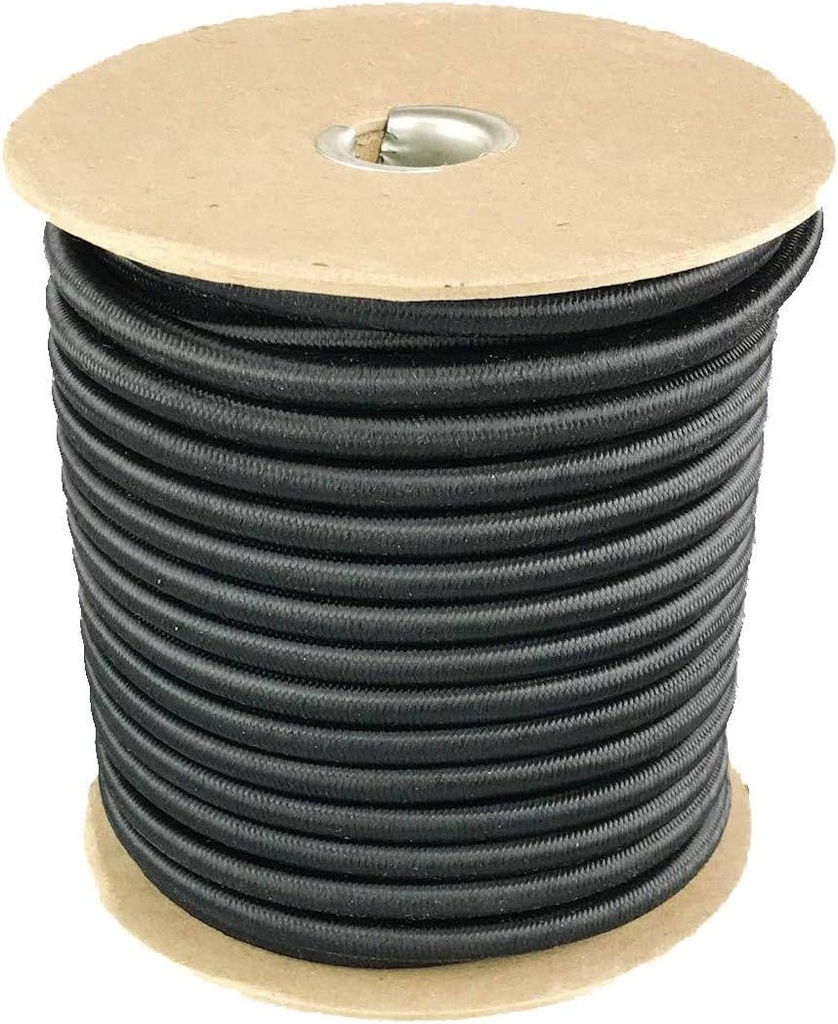 Thegan LLC Black Shock Cord - 3/16", 3/8", 1/4", 5/16", 1/8" Diameter - 50 and 100 Foot Spools - Weather and Abrasion Resistant - Ideal for Tie Downs, Crafting, and DIY Projects - Made in the USA