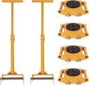 Heavy Duty Machinery Skates Set with Steering Handles - 4PCS Industrial Moving Equipment Skate Kit - 360° Rotation Dolly Skate for Easy Transport - Yellow Color