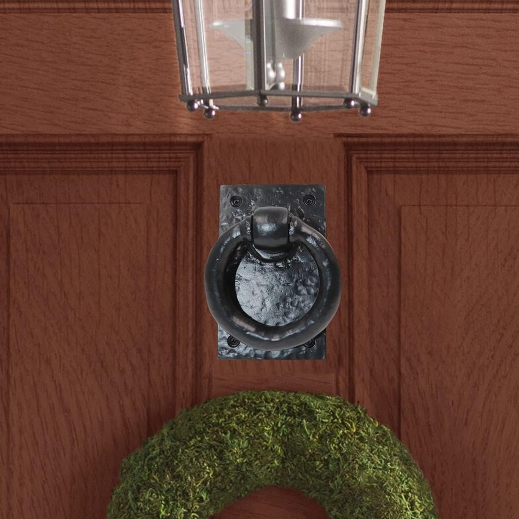 Black Antique Cast Iron Door Knocker - Handcrafted Metal Magician Design