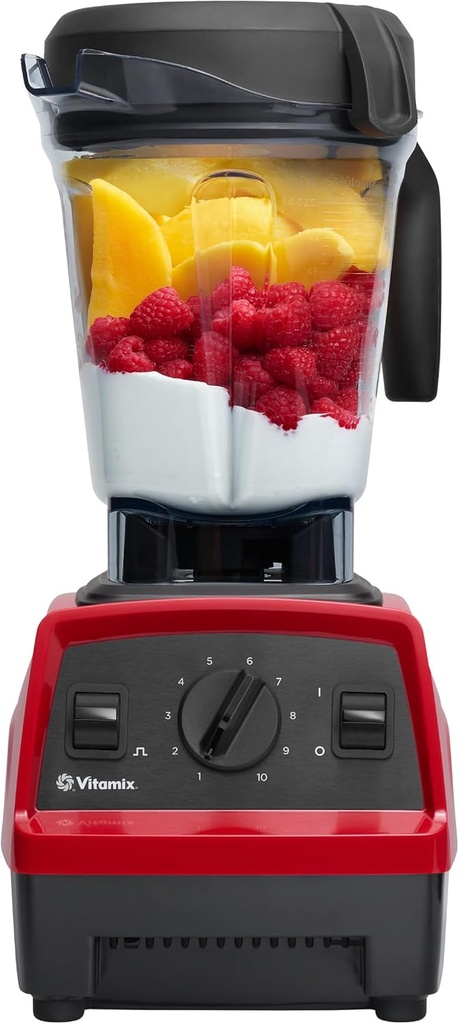 Renewed Premium Vitamix Explorian Blender with 64 oz Low-Profile Container in Red
