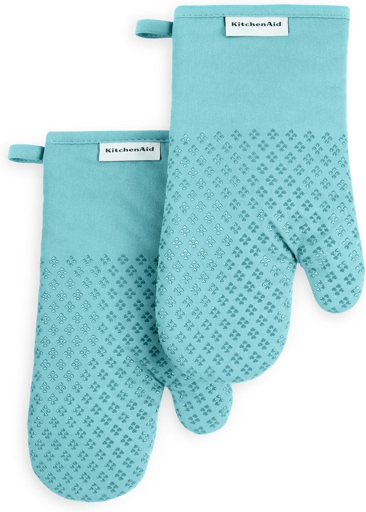 KitchenAid Asteroid Oven Mitt Set - 2 Pack, Mineral Water Aqua Color, 7"x12.5" Dimensions
