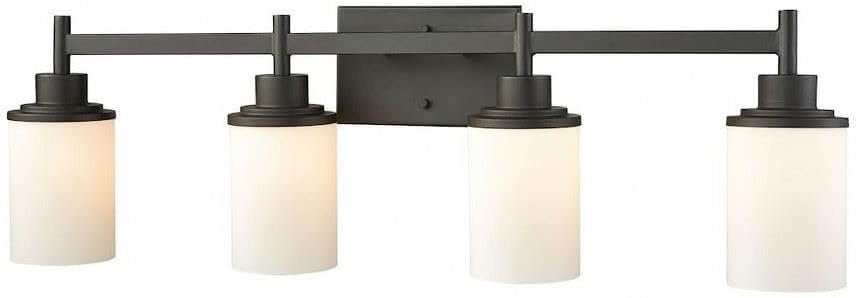 Elk Home Thomas Lighting Belmar 4-Light Bath Fixture in Oil Rubbed Bronze - Opal White Glass - 6" D x 31" W x 9" H
