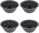 Nonstick Fluted Tube Mini Bundt Cake Pan Set, 4 Inch Kugelhopf Cake Mold for Oven Baking - Carbon Steel, Black