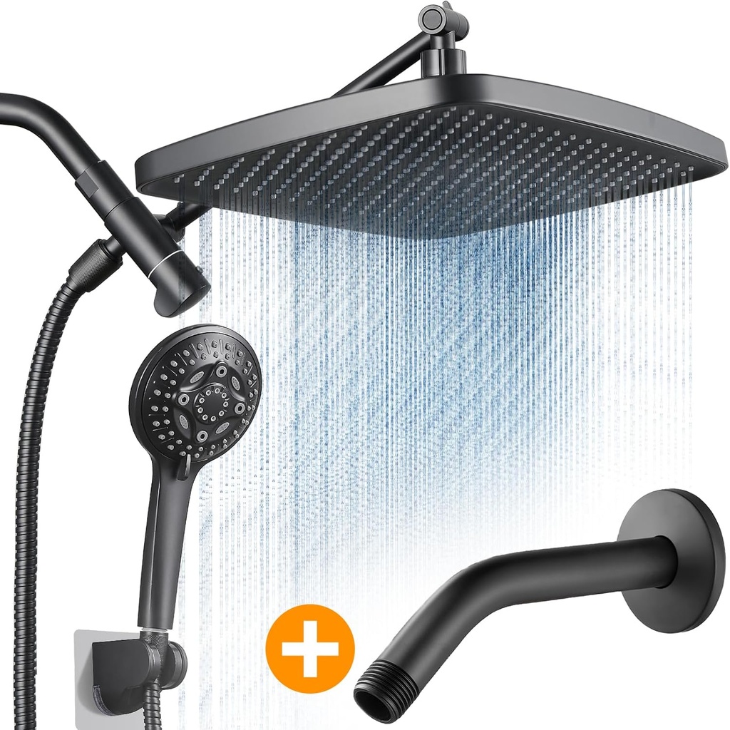 Cobbe 12 Inch Square Showerhead Combo with 6 Inch Arm and Flange - Ultimate Shower Experience