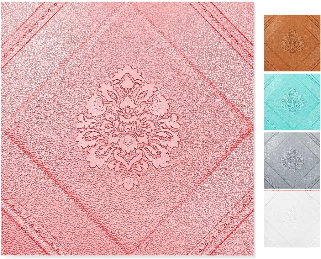 Peel and Stick 3D Wall Panels - Flower-Pink DIY Self Adhesive, Waterproof for Bedroom & Living Room Decor (10pcs 13×15’’)