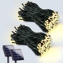 2-Pack Solar Christmas String Lights - 200 LED Outdoor Waterproof Tree Lights with 8 Modes for Xmas Wedding Party Decor - Warm White
