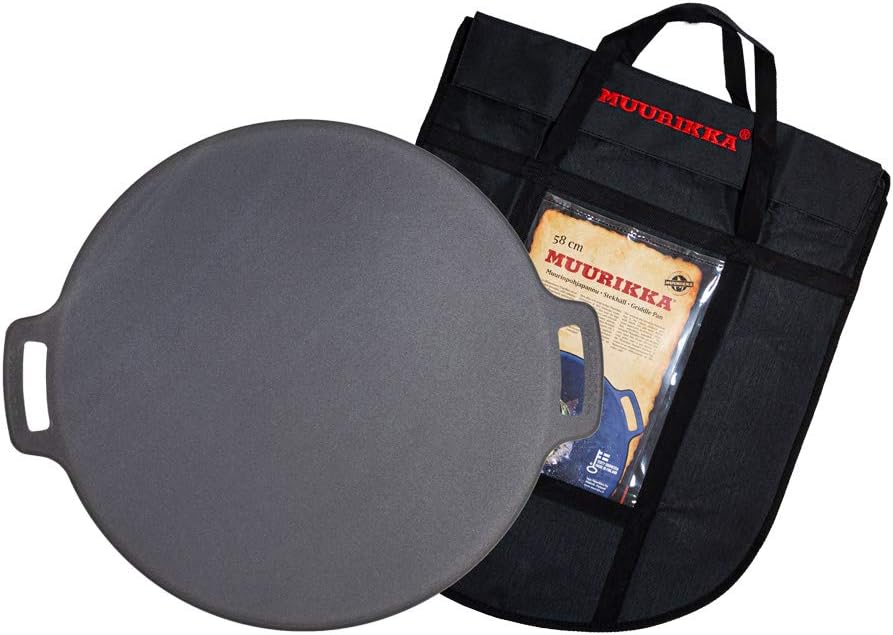 Muurikka 58 cm Grill Pan with Protective Bag - Durable Rolled Steel Fire Pan for Campfire & Outdoor Grilling
