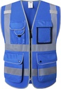 High Visibility Safety Vest with 9 Pockets, Zipper Front, Reflective Strips - ANSI/ISEA Standard - Blue, XXL