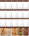 20 Pack 12 Oz Clear Plastic Jars with Screw-on Lids for Kitchen and Home Storage