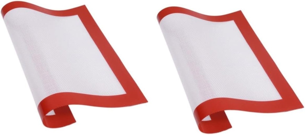 Silicone Baking Mats Set for Kitchen Counter, Air Fryer, and Oven - 2 Pack with Mini Wire Bread Basket