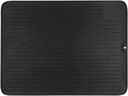 15.8 x 11.7 Inch Medium-Size Black Silicone Drying Mat with Ribbed Design - Waterproof Dish Drainboard for Countertop - Dishwasher Safe - Restaurantware