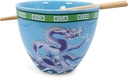 Blue Dragon Japanese Ceramic Dinnerware Set: Includes 16-Oz Ramen Bowl & Chopsticks | Kawaii Anime Gifts for Home & Kitchen