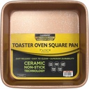 casaWare 7-Inch Toaster Oven Square Pan with Commercial Weight Ceramic Non-Stick Coating - Rose Gold Granite