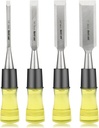 Hurricane 4-Piece Wood Chisel Set with CRV Steel Beveled Edge Blades, Durable PVC Handles, Sizes 1/4" to 1", Ideal for Woodworking and Larger Grips