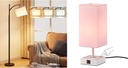 Ambimall Arc Floor Lamp and Pink Table Lamp Set - Stylish Lighting for Any Room