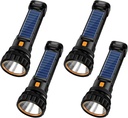 4pcs Solar/Rechargeable LED Flashlight Set, 1000 Lumens, Emergency Strobe Light, 1200 Mah Battery, USB Charging Cable, Fast Charging