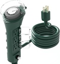 6-Outlet Outdoor Power Strip with Mechanical Timer on Yard Stake - Weatherproof, 6ft Cord, ETL Listed, 1875W/15A for Lamps, Lights, Ponds