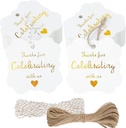 100 White Gold Metallic Thank You Tags for Wedding Favors & Baby Shower Decorations by JijAcraft