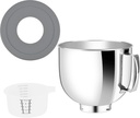 Stainless Steel Mixer Bowl with Lid for Kitchenaid Artisan & Classic Series Mixers - Prevent Spills with Bowl Cover - 5 Quart Size